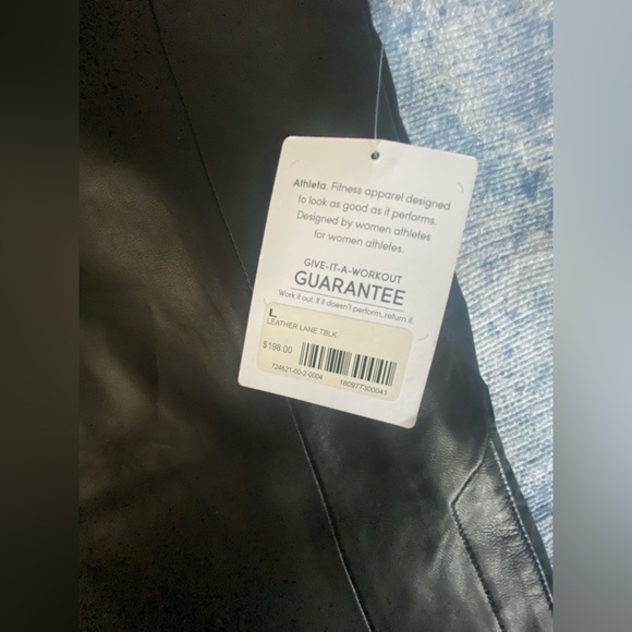 NWT Athleta x Derek Lam Leather Black Top Women’s Oversized Size Large - Picture 9 of 10